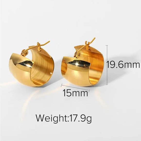 18K Gold Plated Chunky Ball Hoop Earrings - Picture 4 of 9